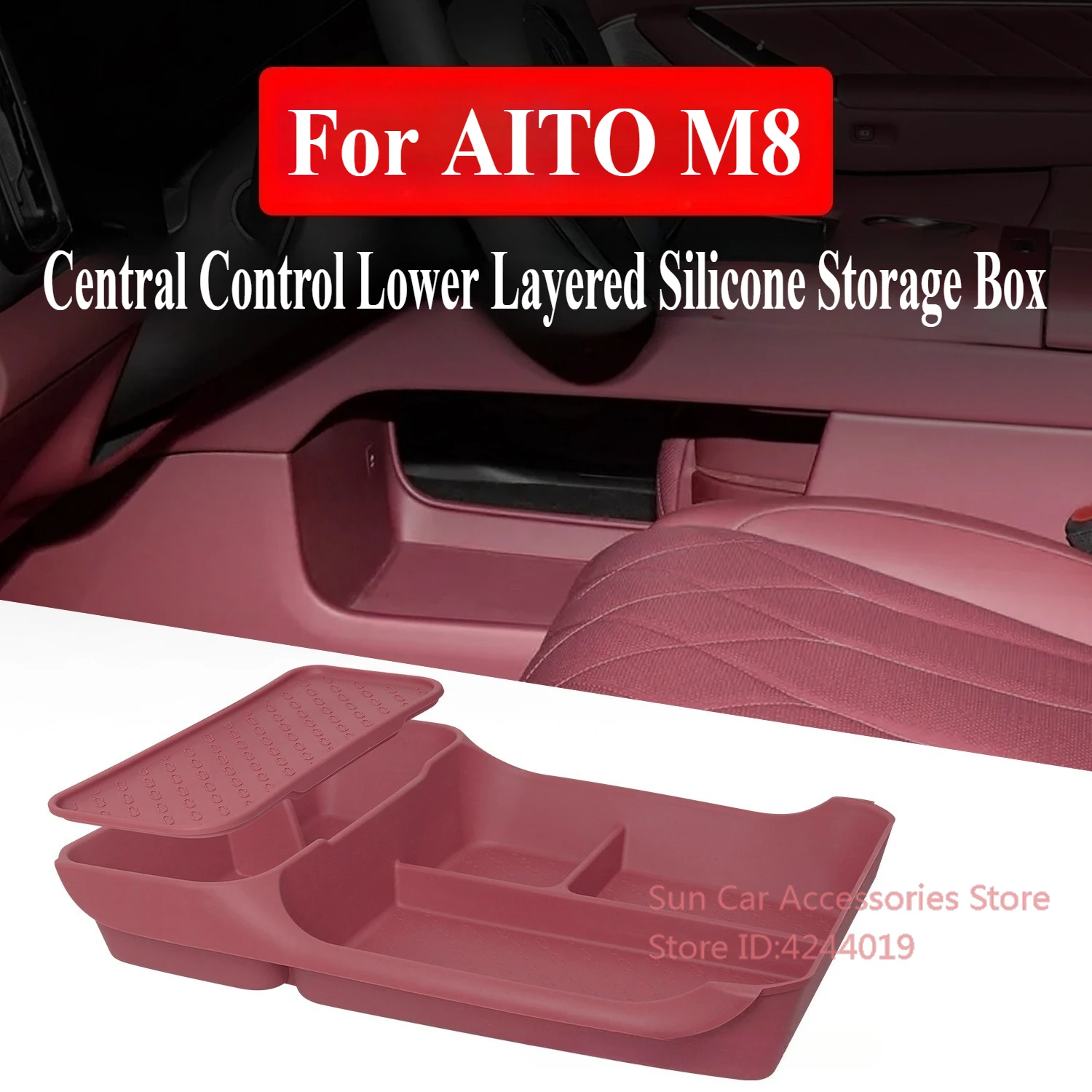 

For AITO M8 Silicone Central Control Lower Double Layered Storage Box Car Interior Styling Modification Accessories