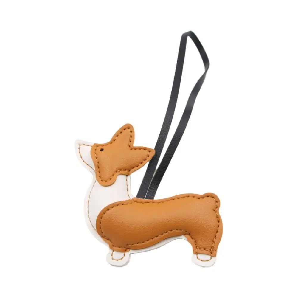 2PCS Cute Multi Layer Corgi Bag Pendant PU Leather Spliced Design PU Keychain Exquisite Cute Shape Corgi Keychain Gift Giving