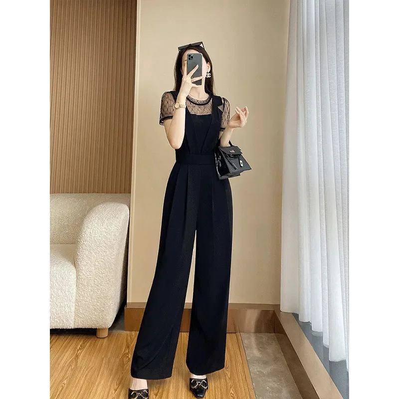 2024 New Summer Thin High-end Temperament Jumpsuit Slim Fashion Chic High Sense Jumpsuit Woman