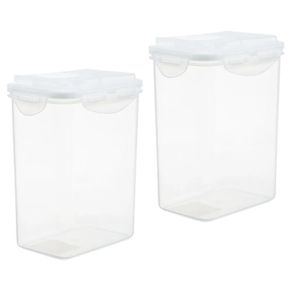 

2pcs Food Storage Containers Clear Jars with Lids for Grains Cereal Flour Tea Sugar Reusable Plastic Household