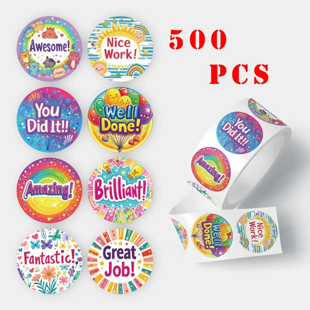 500 Pcs Round Reward Stickers Encouragement Positive Motivational Kids Classroom Teacher Preschool School Supplies
