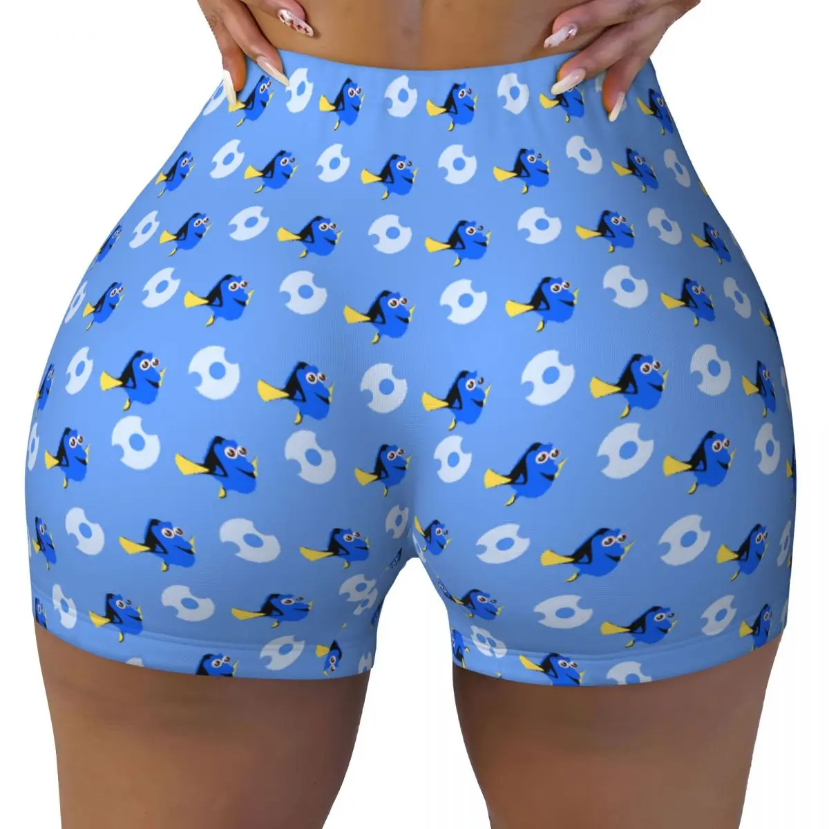 Custom Movie Finding Nemo Cartoons Anime Volleyball Biker Workout Shorts Women Gym Athletic Yoga Shorts