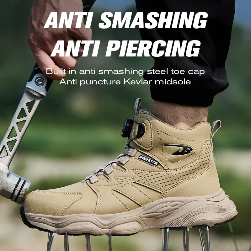 New Men's Safety Work Shoes: Impact-Resistant, Puncture-Resistant, and Slip-Resistant Buckle Steel-Toe Shoes