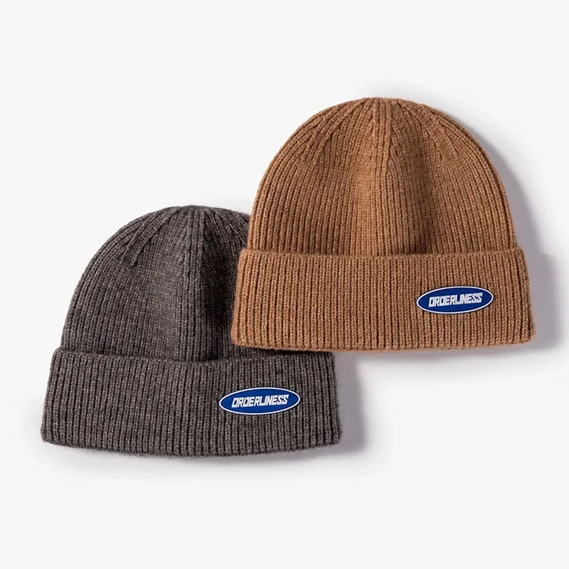 

Men Winter Hat Fashion Label Skullies Solid Color Soft Women Beanies Knitted Bonnets Outdoor Winter Hats for Women