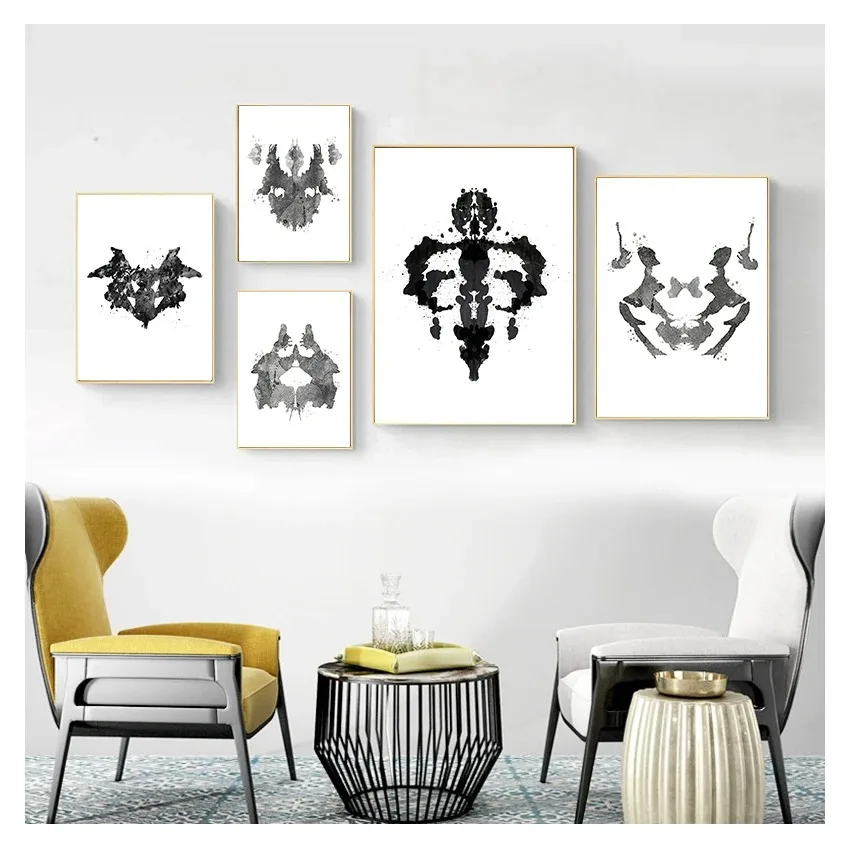 Art Canvas Painting Psychologist Gift Psychological Test Posters and Prints Pictures Clinic Decor Rorschach Test Watercolor Wall