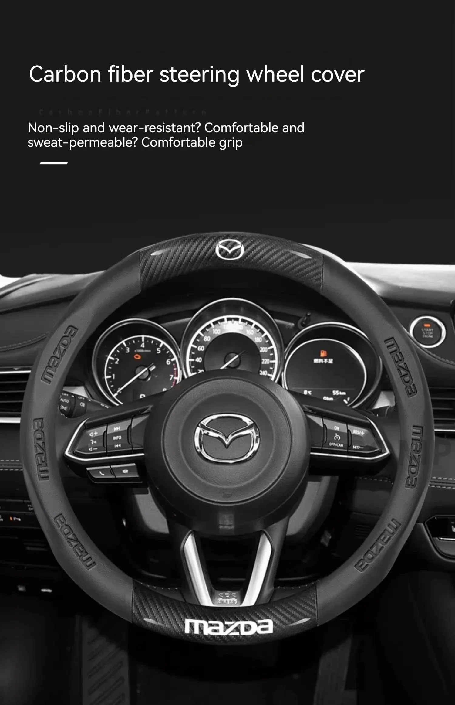 

Новый кожаный автомобильный руль из углеродного волокна для Mazda 3 5 6 SKYACTIV Axela Atenza CX30 CX5 CX8 CX9 MX5 RX8 RX7 BT50