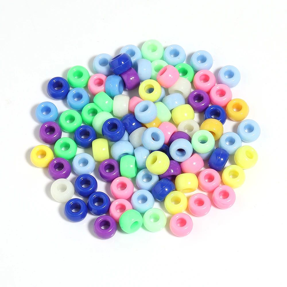 200Pcs/Lot Acrylic Beads Candy Color Large Hole Loose Beads For Making Bracelet Mobile Phone Chain Accessories