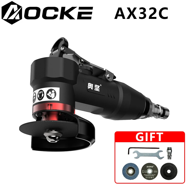 AOCKE Pneumatic Angle Grinder for Metal Woodworking Cutting Polishing High Speed Air Grinding Tool with Disc Polished