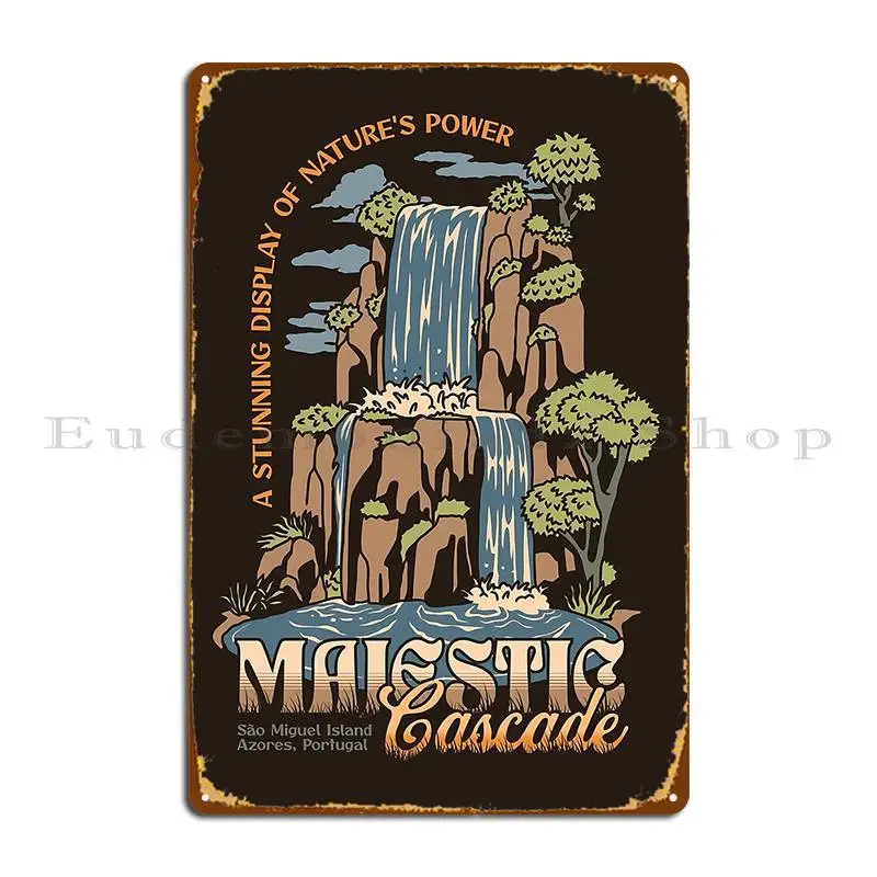 Majestic Cascade Metal Plaque Poster Garage Bar Mural Painting Custom Tin Sign Poster