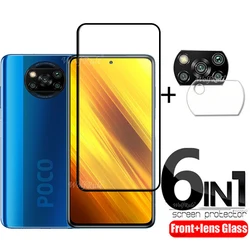 6 en 1 Cristal templado para Xiaomi Poco X3, Protector de pantalla completo para Poco X3, M3, M4, X4 Pro