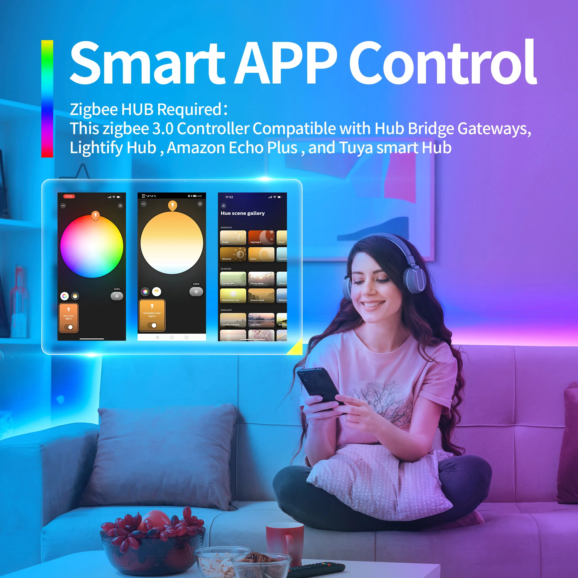 Imagem -03 - Zigbee 3.0 Tira de Luz Led em Controlador de Dimmer Rgbcct Rgbw Rgb Cct Dc1254v 6-zone Trabalho Remoto com Smartthings & Eco Mais