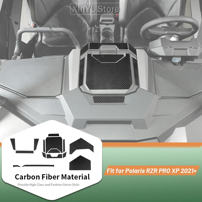 

Мягкая отделка крышки отделения центральной консоли из углеродного волокна, совместимый комплект для Polaris RZR PRO XP 2021, аксессуары для наклеек