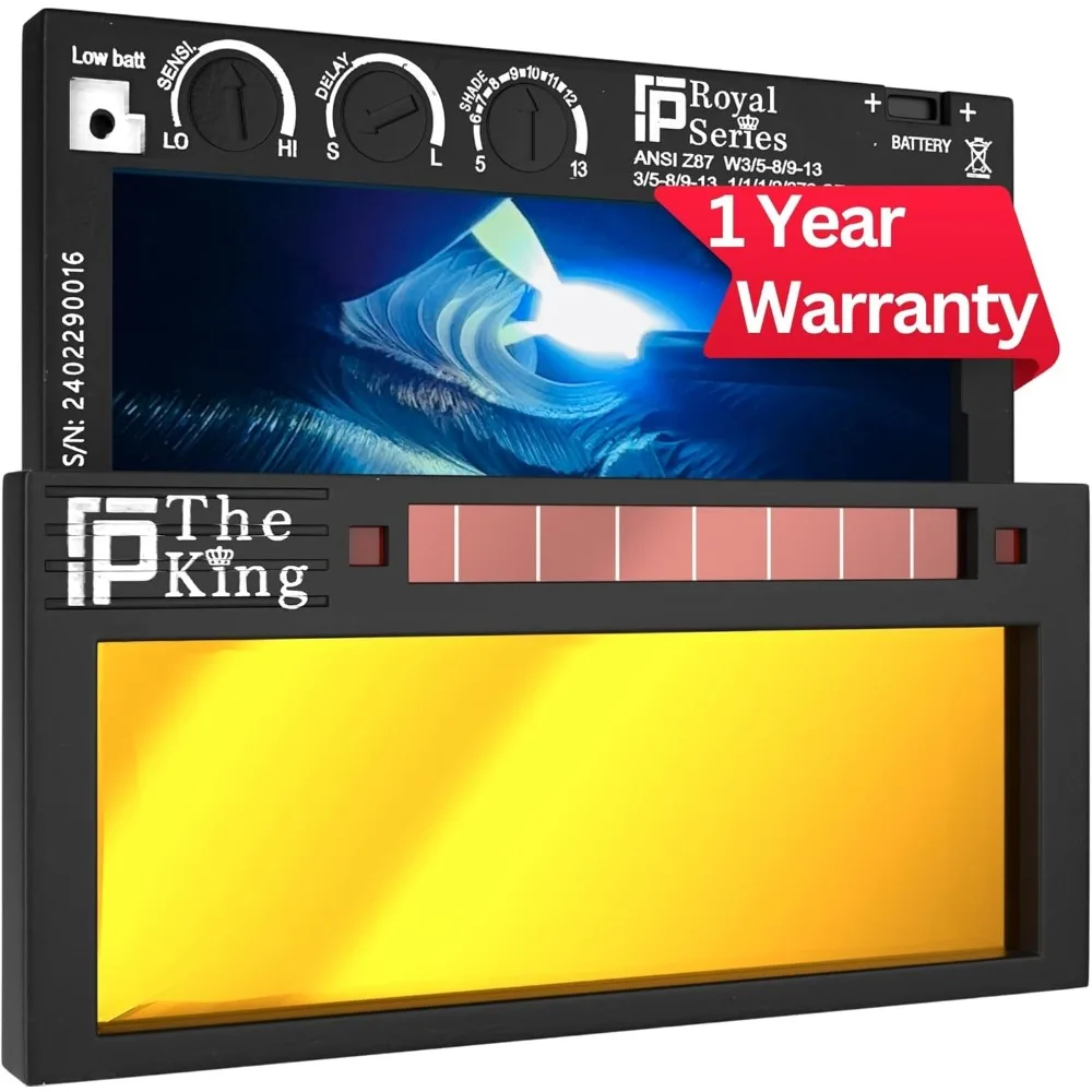 Lente de soldagem com escurecimento automático, sombra ajustável 5-13, frente dourada com vista azul, 2x4,25x0,33 polegadas
