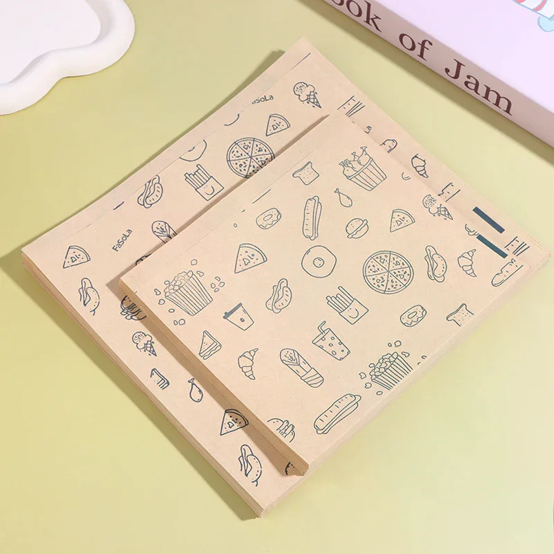 50Pcs Greaseproof Paper Bag, Kraft Paper Bag Food Wrapping Bag Disposable Packaging Baking Paper Plate Mat Kitchen Accessories