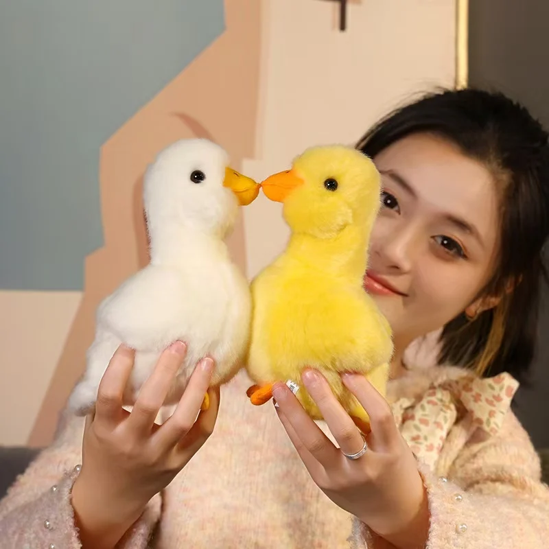 Simulation cartoon duck plush toy cute plush animal white yellow duck plush doll lifelike goose plush child\'s toy girl
