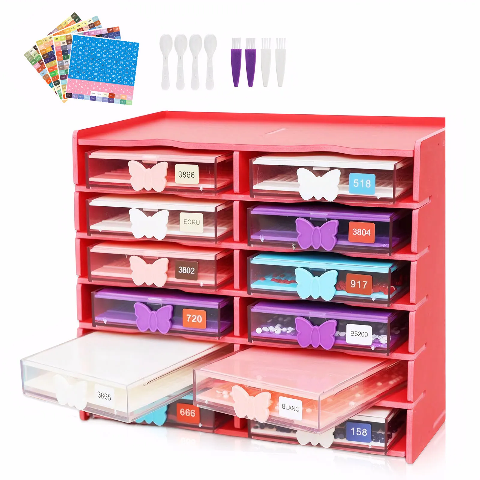

12 Grids Multi-Boat Plates Storage Rack with Drill Pen Holder Diamond Painting Accessories Kits Multifunctional for Adults