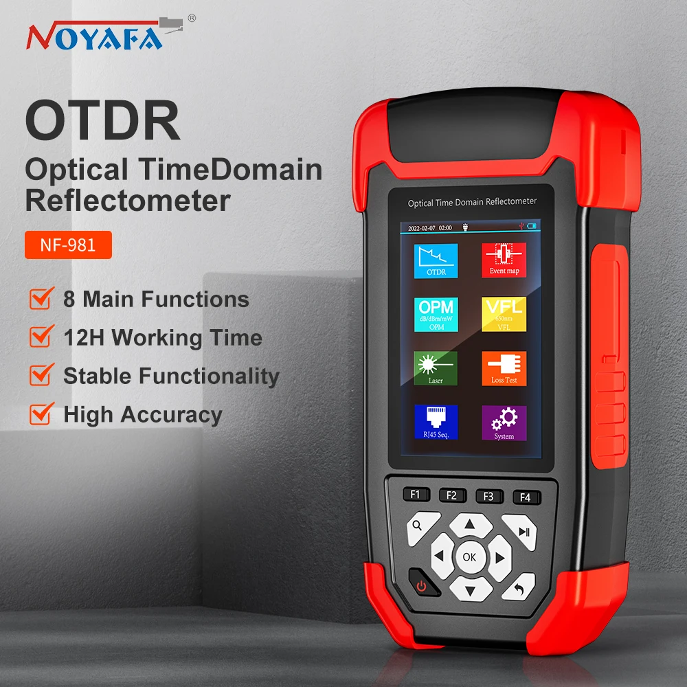 Noyafa Mini OTDR Fiber Optic Reflectometer with VFL OLS OPM Event Map 24/22dB for 60km Event Map Ethernet CableTester