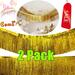 2/1Pack Foil Fringe Garland Metallic Tinsel Streamers Banner Hanging for Parade Floats Birthday Wedding Christmas Party Decors