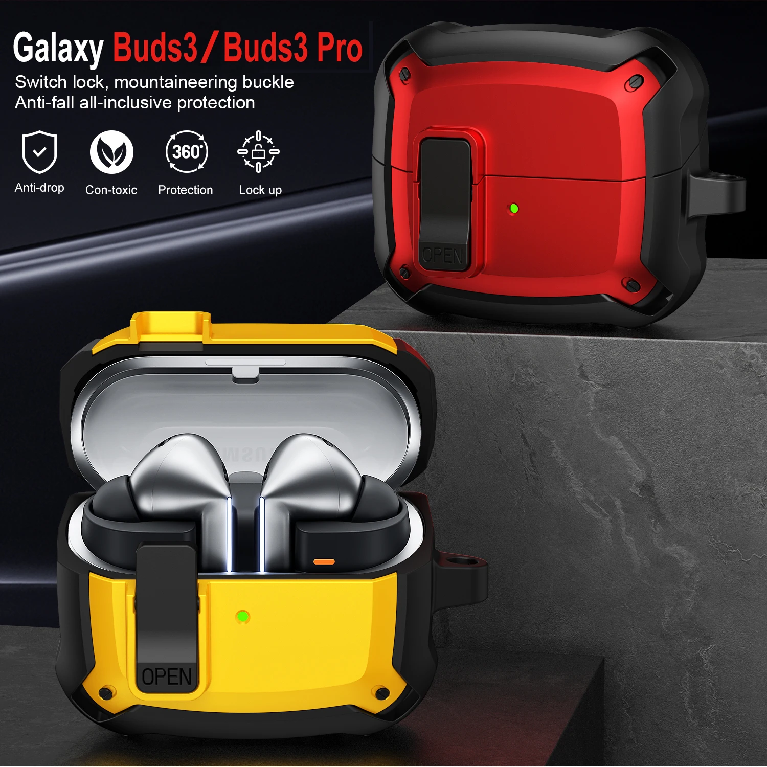 Rüstungshülle für Samsung Galaxy Buds3 / Buds3 Pro, stoßfeste Abdeckung, kratzfeste Kopfhörer-Schutzhülle