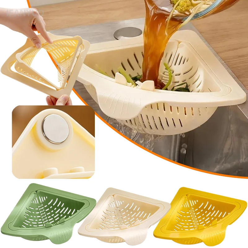

Magnetic Sink Drain Basket Triangle Vegetable Fruit Drainage Strainer Food Waste Filter Collector Kitchen Storage Organizer