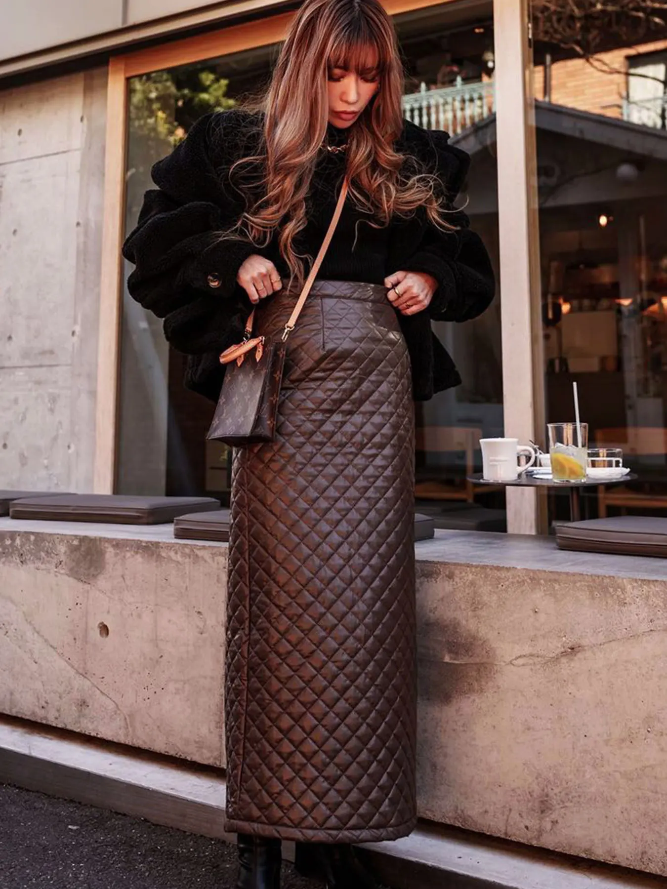 Seksowna spódnica z dzielonej skóry, gładka, jesienna, nowa, damska, streetwearowa, zapinana na zamek, długa spódnica maxi, elegancka, vintage, codzienna, uniwersalna spódnica.