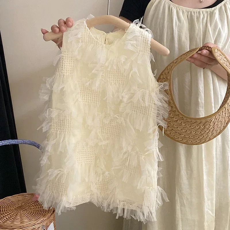 Summer Baby Girl Princess Cotton High-end Dress Sleeveless Infant Toddler Child Elegant Tulle Vestido Party Baby Clothes 18M-10Y