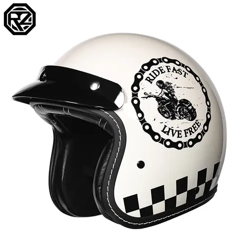 ORZ motorcycle helmet for men and women 3C certification 3/4 helmet retro half helmet motorcycle commuting for all seasons