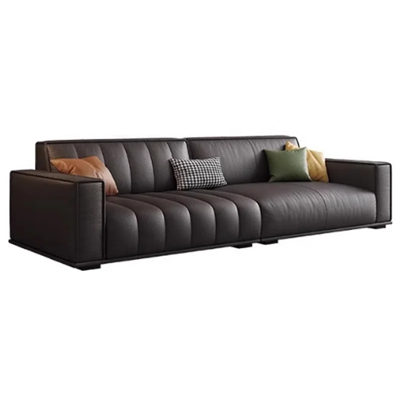 -ss Light Luxury First Layer Cowhide Straight Row Sofa Modern Simple Living Room Multi-Seat Leather Sofa Combination