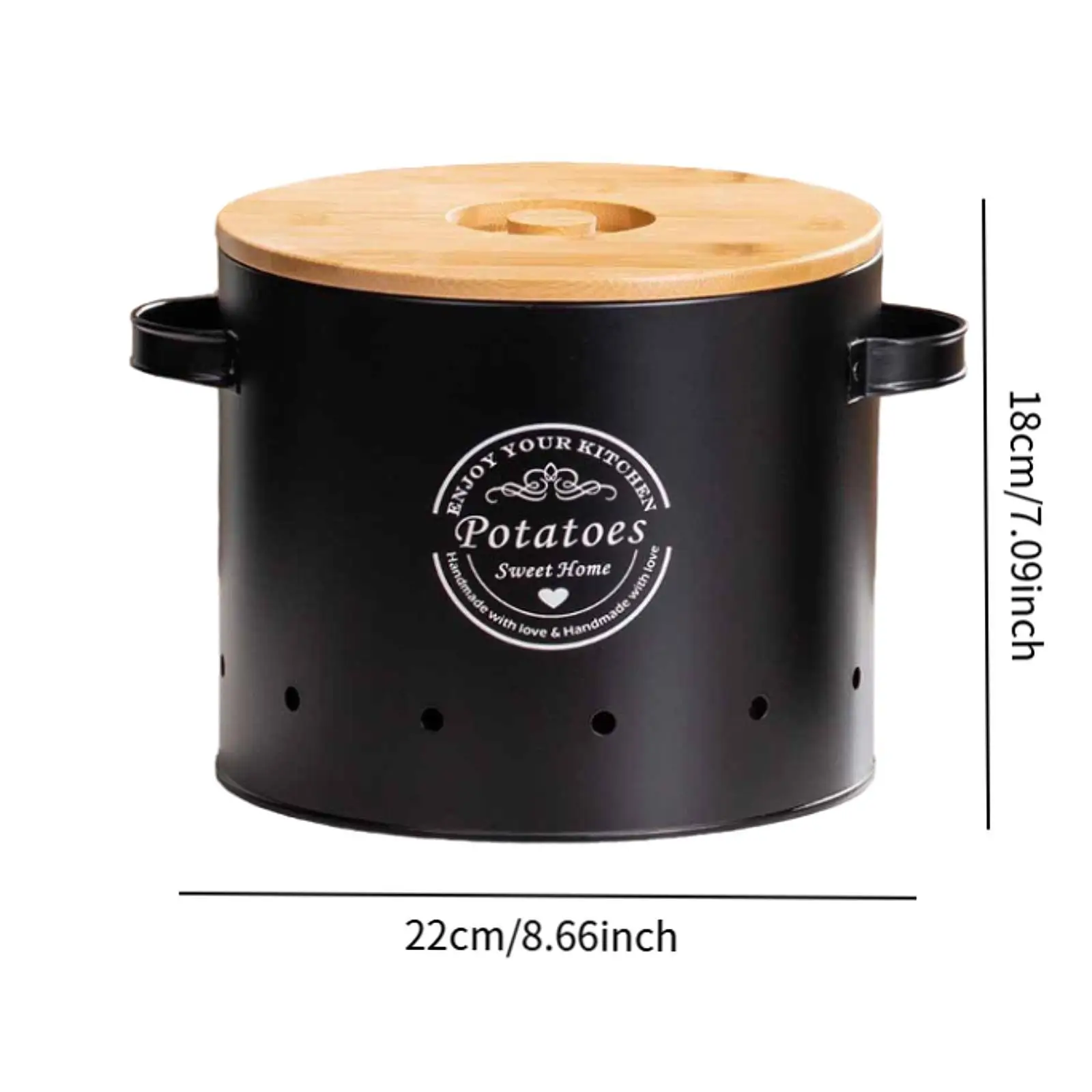 Vegetable Storage Canister with Bamboo Top And Handle for Kitchen