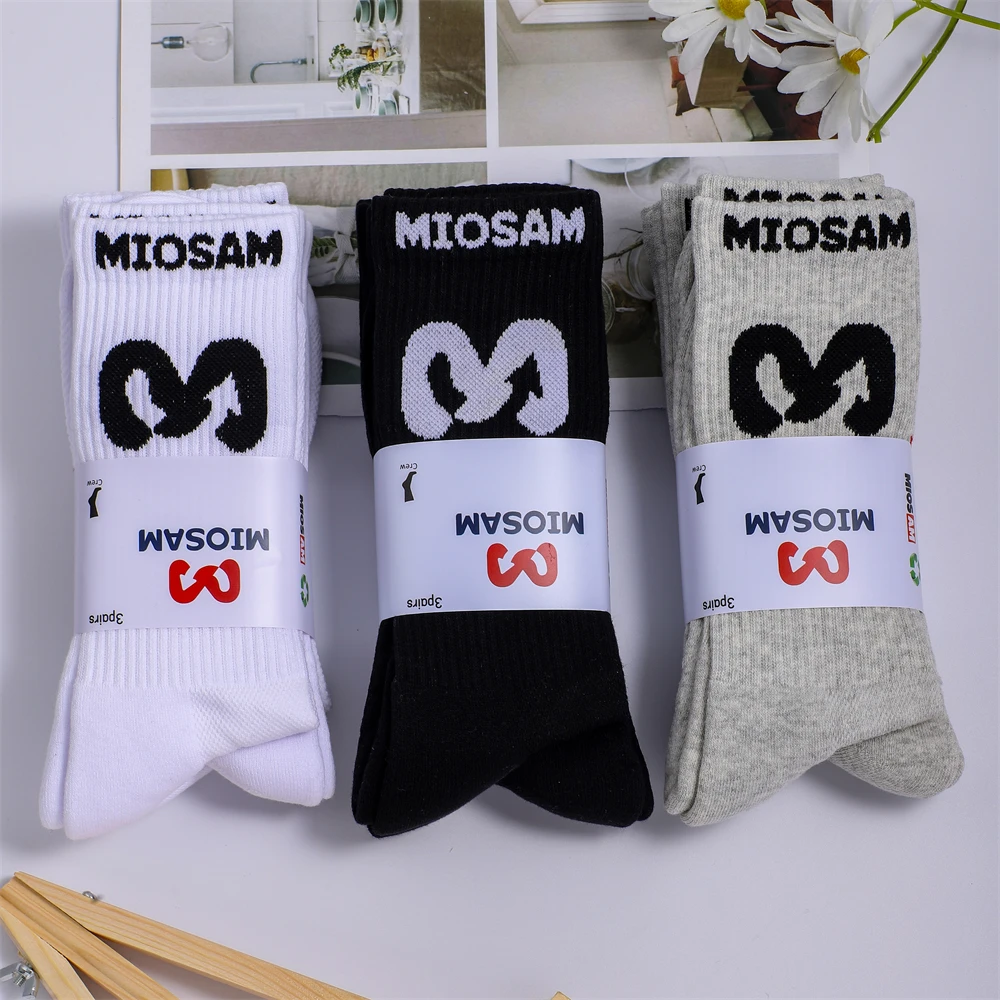 3 pair running design cotton socks Towel bottom sports high Tube ventilate socks elastic socks miosam socks fashion socks