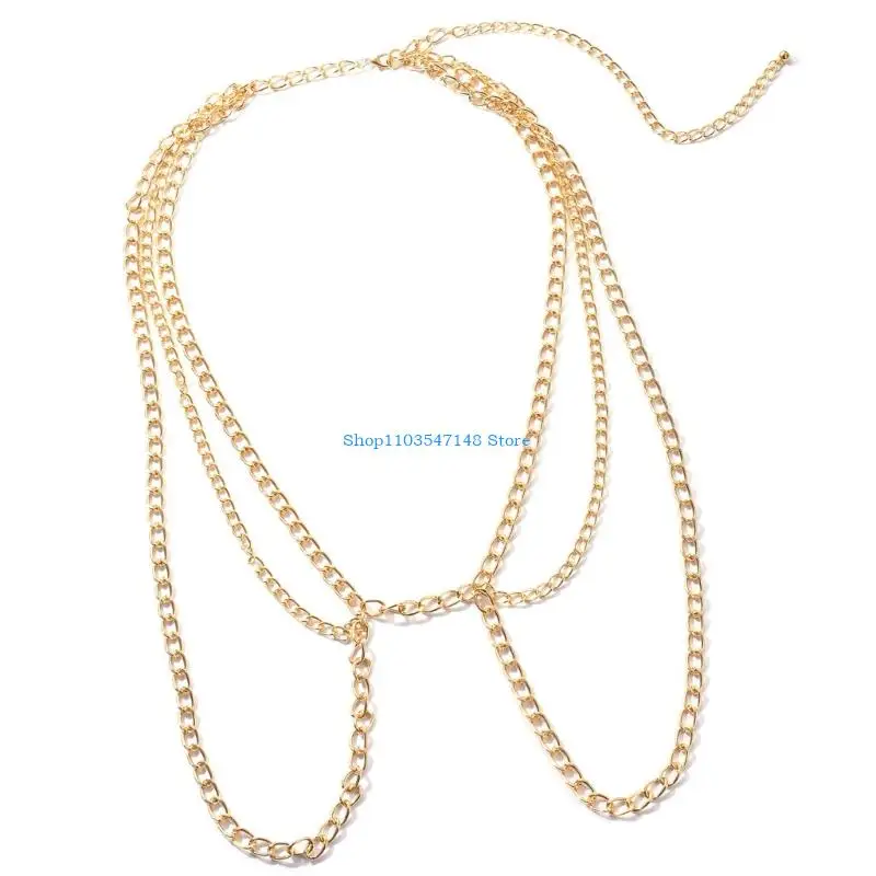 

P88B Punk Metal Chain Body Jewelry Adjustable Body Waist Harness For Music Festivals And Parties