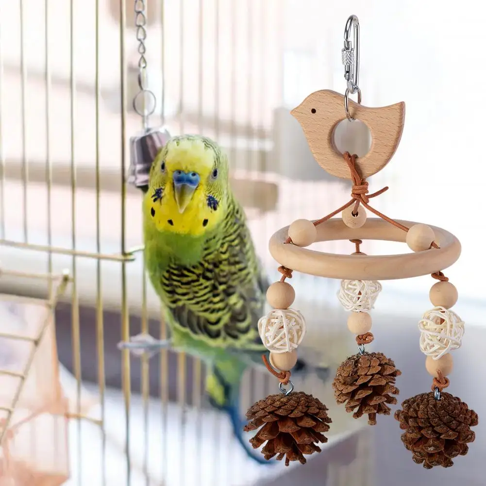 Bird Toy for Intelligent Play Encourage Good Habits with This Pet Toy Handmade Natural Wood Bird Swing Wind Chime Set for Parrot