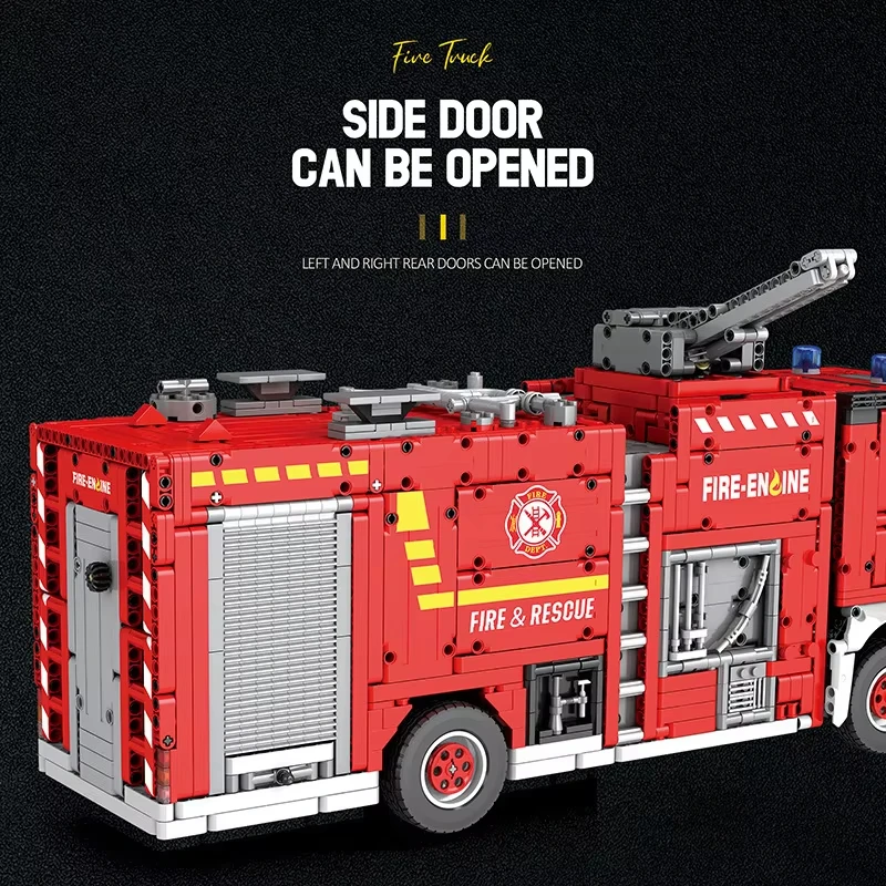 2692PCS City Water Jet Fire Truck Building Blocks MOC Model RC Technical Car Rescue Vehicle Bricks Toys For Kids Holiday Gifts