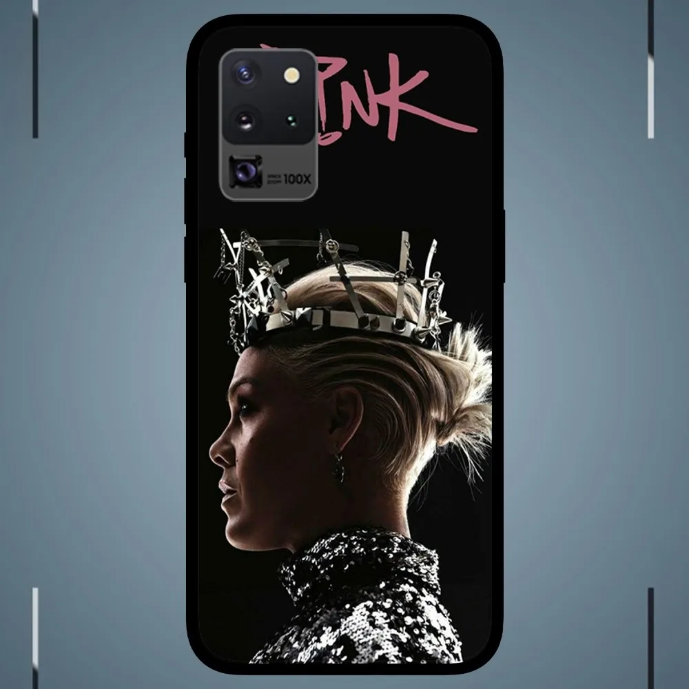 Singer P!nk  Phone Case For Samsung Galaxy S24 S23 S22 S21 S20 FE Note9 10 Plus Ultra Lite 5G Black Phone Case