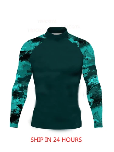Imagen 1 del producto Camisas de natación Rash Guard para hombre UPF 50+ Capa base Pieles de manga larga Compresión Performance Fit Top