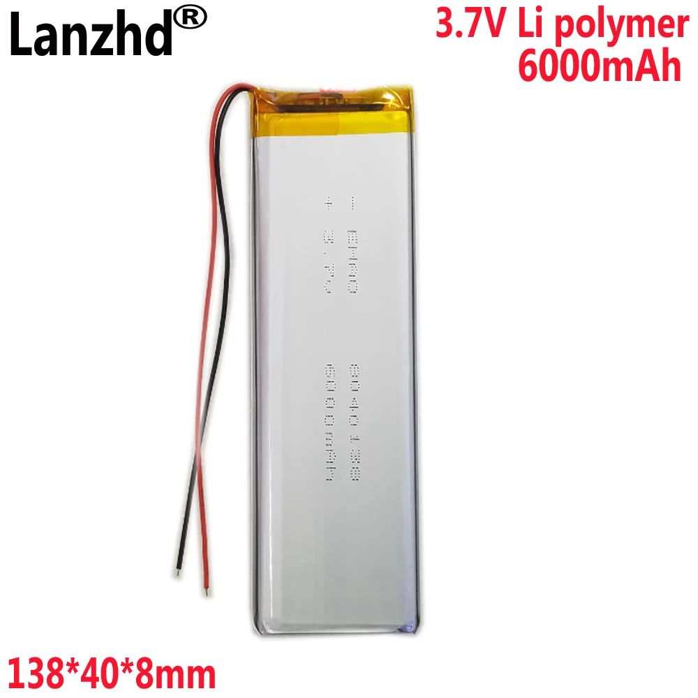 3.7V Li polymer 6000mAh battery For Copper keyboard Tablet battery Laptop Notebook Tablet PC battery 138*40*8mm 8040138