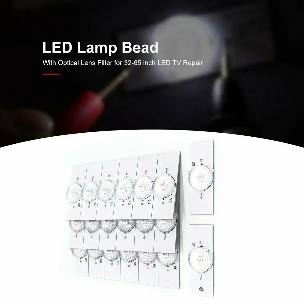B68A 20PCS 6V SMD Lamp Beads With Optical Lens Fliter For LED TV Repair Led Light Strip Part Accessories