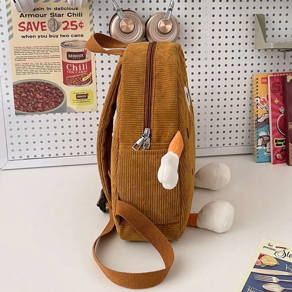 Mochila de pana para galletas, bolsa de hombro con cremallera, diseño de galletas de felpa