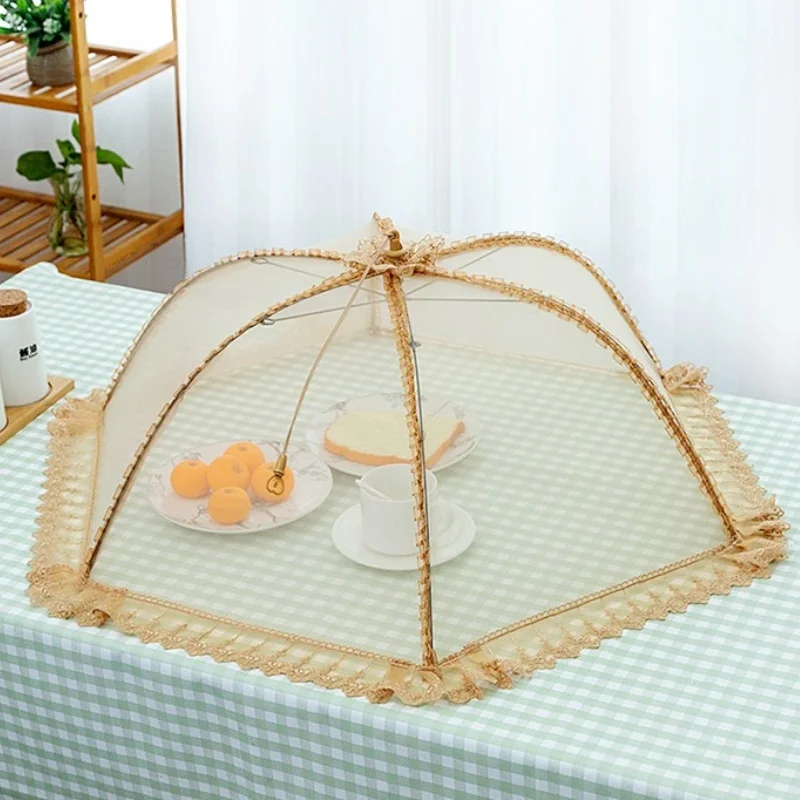 Large Foldable Food Cover with Breathable Mesh Dust Insect and Fly Protection, Kitchen Table Umbrella for Home Use