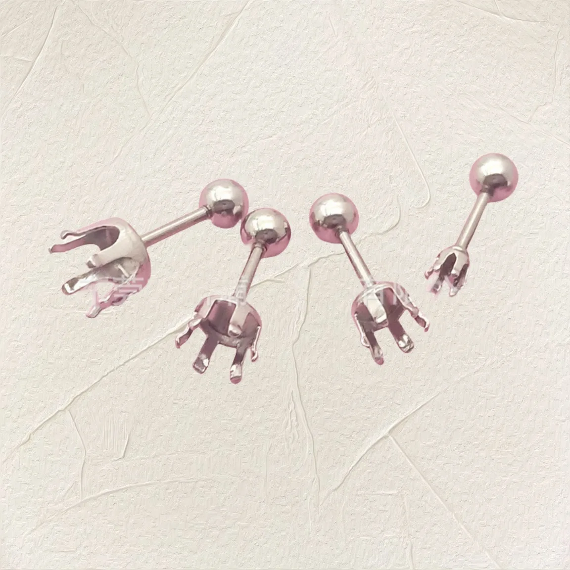 10pcs Stainless steel stud Earpin Jewelry Accessories diy Twist Screw earpiece Six claw diamond-encrusted claw cup