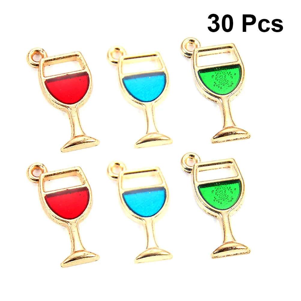 30Pcs Alloy Wine Glass Pendants DIY Jewelry Accessories Smooth Surface No Scratch Perfect for Necklace Bracelet Keychain Red