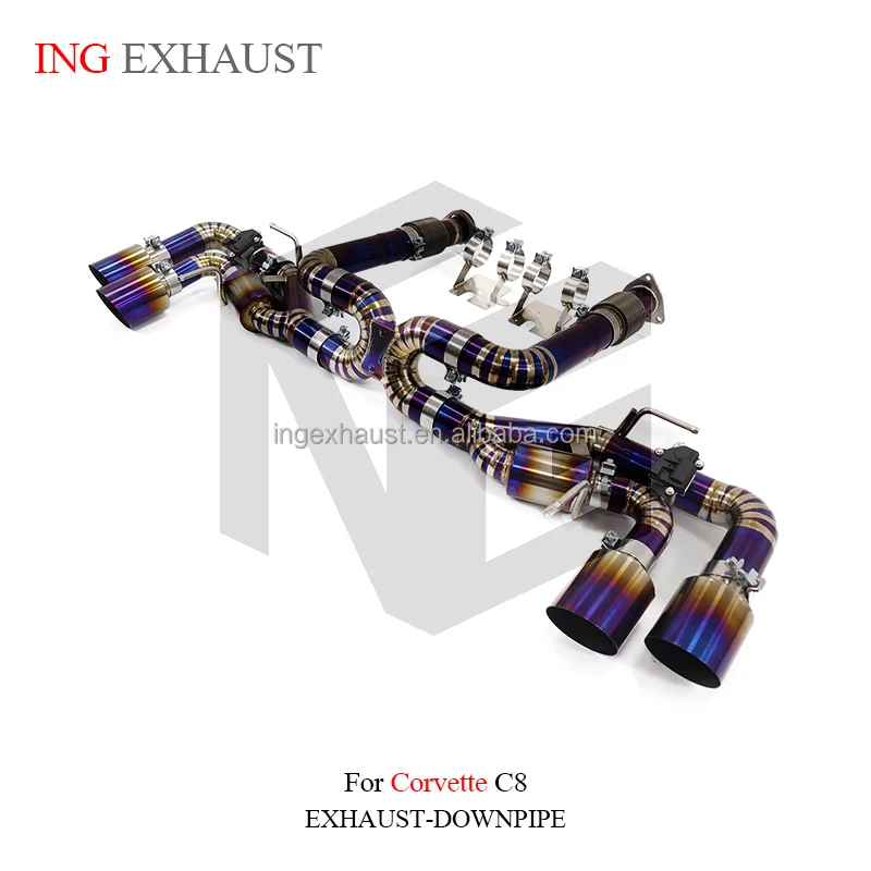 ING Exhaust Titanium Alloy Bake Purple Color Orignal Catback For Chevy Corvette C8 2019+ -6.2 With Valves Remote Control System