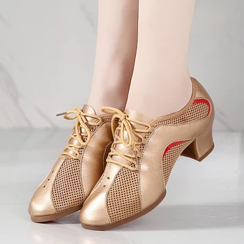 Soft Bottom Gold Dance Shoes Woman Ladies Modern Jazz Latin Sneakers Breathable Female Dancing Fitness Sport Shoes