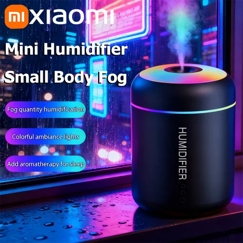 Imagen 1 del producto Xiaomi-Mini humidificador de aire para coche, difusor de Aroma eléctrico USB, purificador de aceites esenciales, generador de niebla de aromaterapia, luces en el coche y el hogar