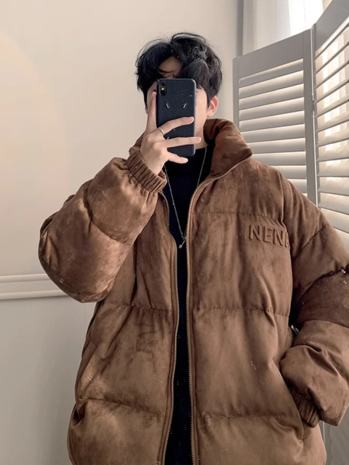 

Retro American Large Size 300 Pou Suede Thi Cotton Jaet Men Winter Cotton Clothes Trendy Brand Stand Collar Bread Coat