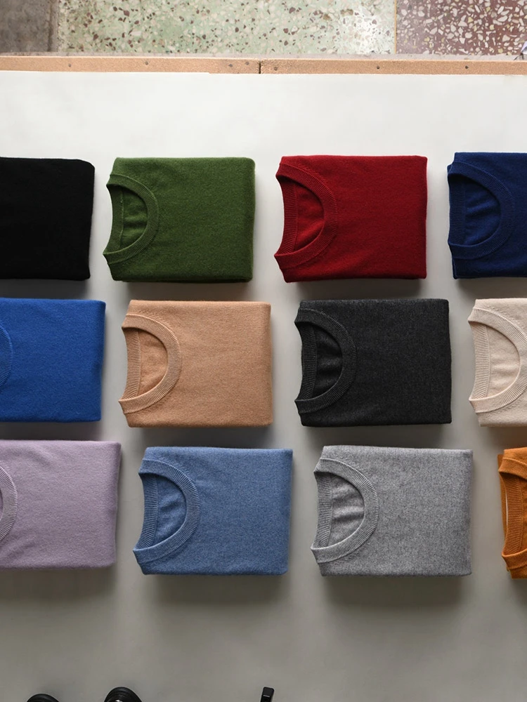 

Spring Autumn Men Sweater Cashmere O-neck Basic Pullover Winter Long Sleeve 100% Cashmere Knitwear Soft Smart Casual Top Jumpers