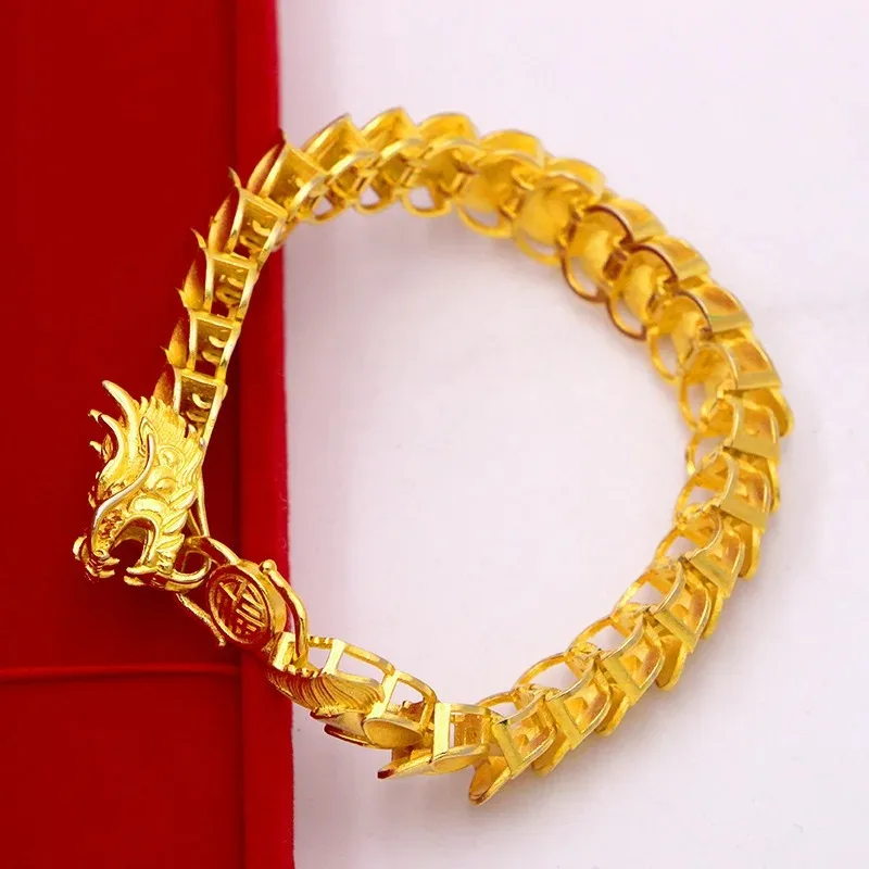 

Pryna Jewelry 9999 gold bracelet domineering dragon bracelet 24k real gold men's style stable and elegant local tyrant dominee