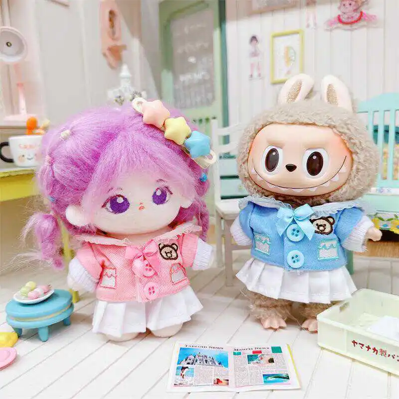 10cm Cute Dress 2Pcs Set Idol Doll Clothes Kawaii JK Uniforms for Plush Cotton Idol Doll Cartoon Fans Girls Collection Gifts