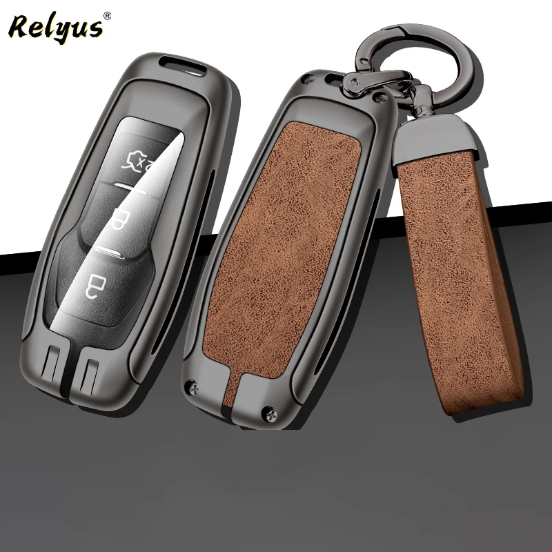 

Zinc Alloy Car Remote Key Case Cover for Ford Edge Mondeo Wing Beauforex Protector Shell Keychain Keyless Bag Auto Acessories