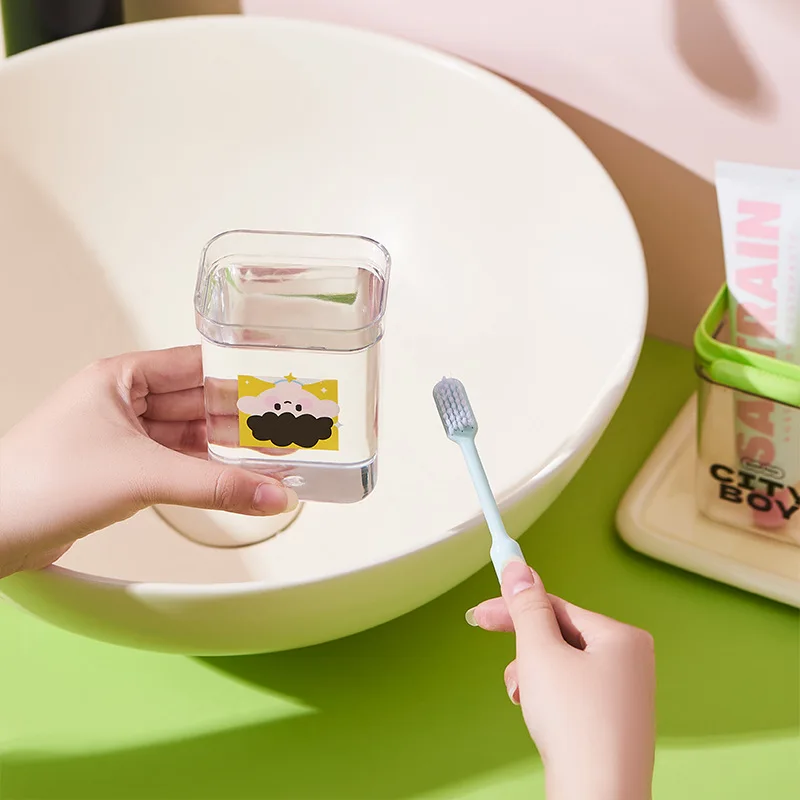 Boys and Girls Travel Wash Set Tooth Box Portable Couple Transparent Storage Box 2-in-1 Mouthwash Cup toothbrush cup baño